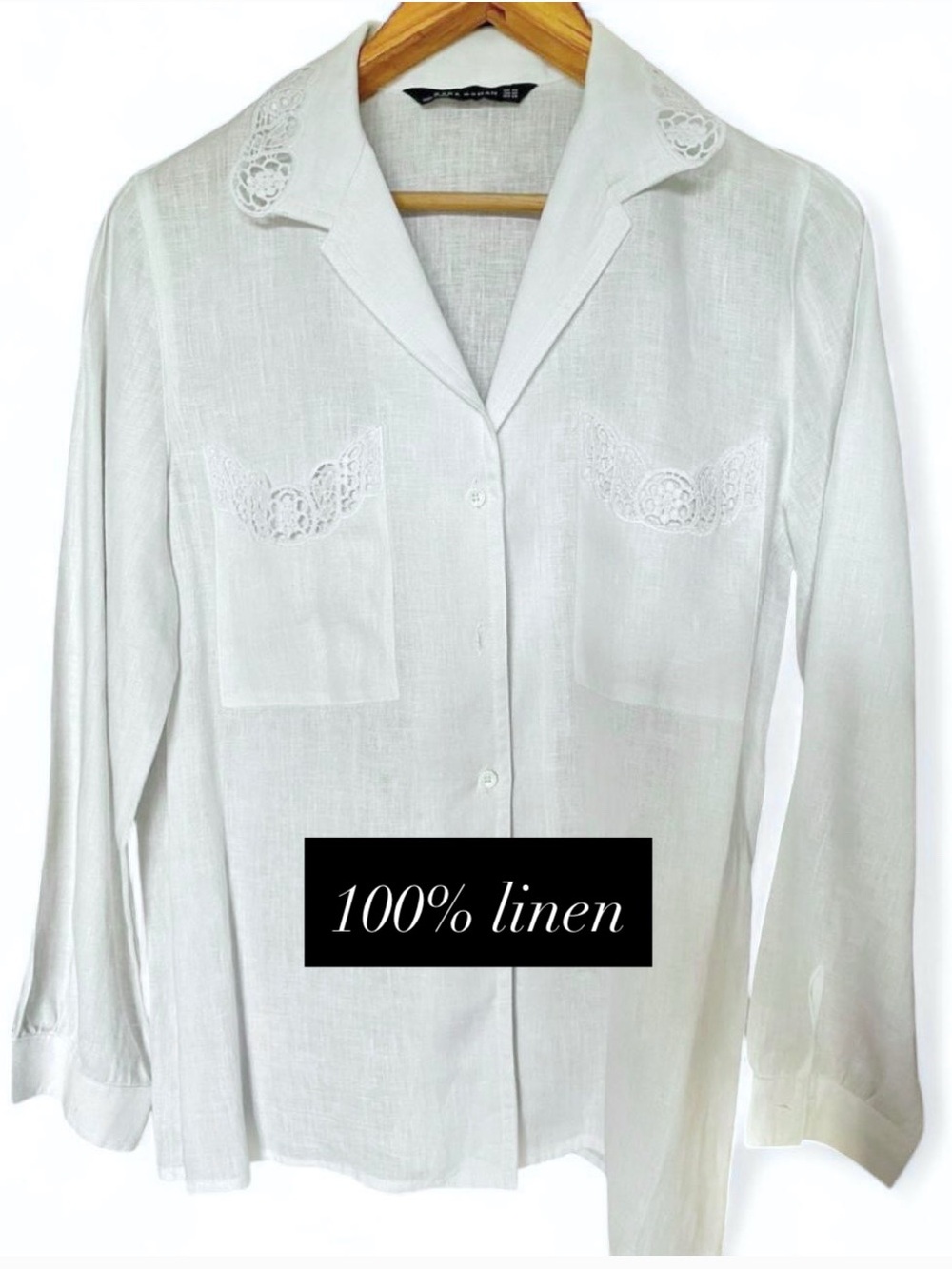 100% Linen Button Down Shirt Long Sleeve Large 4786/063/251